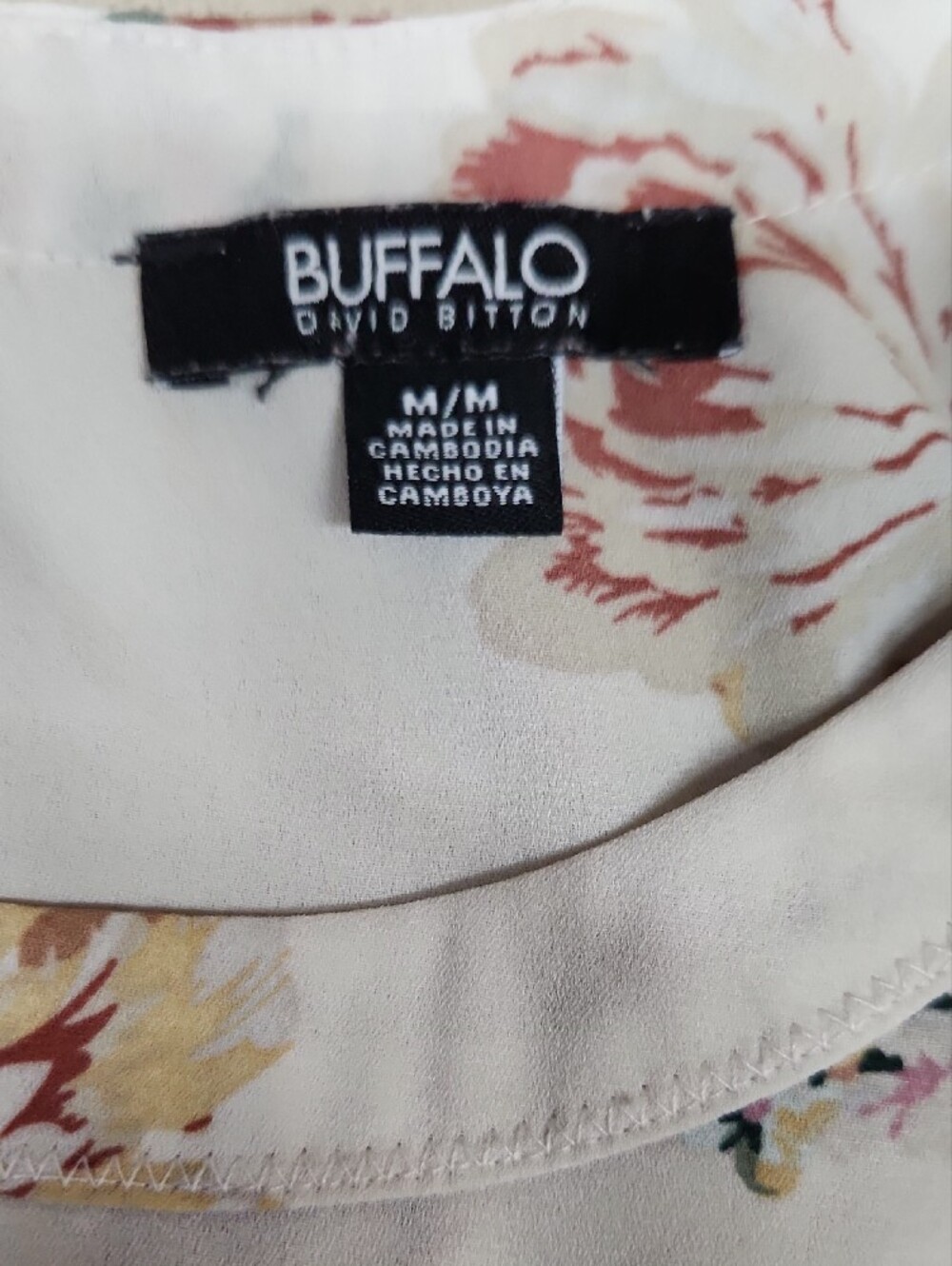 Buffalo David Bitton Cream Floral Short-Sleeve Blouse - Picture 3 of 3